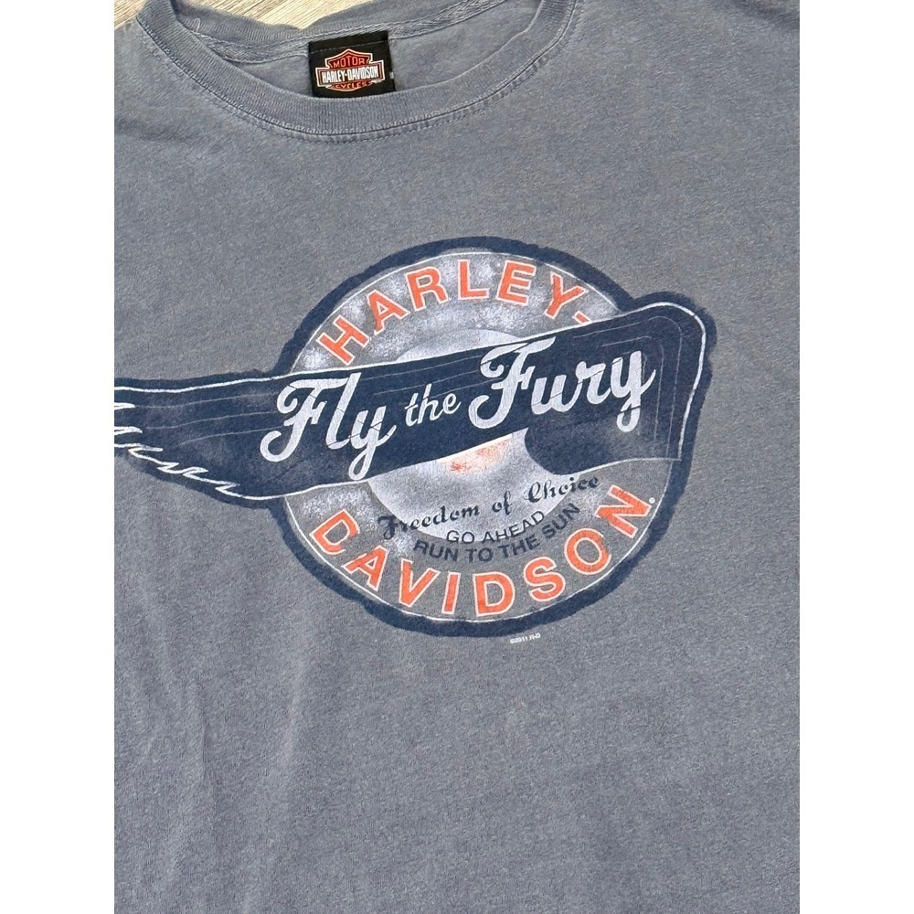 Harley Davidson Fly the Fury Classic Motorcycles Kokomo IN Men's Gray T‎ Shirt